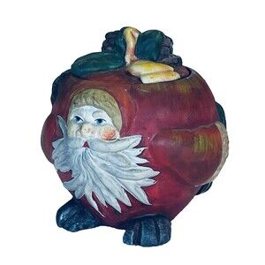 Vintage Christmas Dept 56 Porcelain Santa Claus Tea Light Candle Holder with Lid